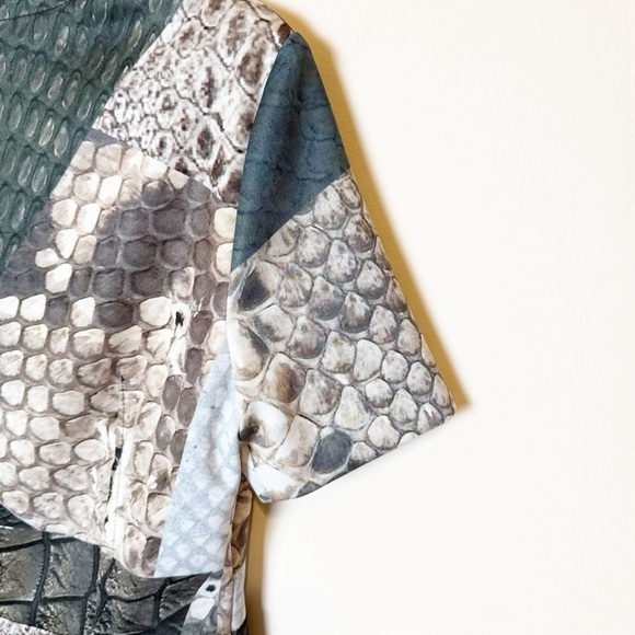 Yigal Azrouel Snakeskin Print Scuba Sheath Dress Sz 10 Green Gray Brown. - Picture 7 of 8